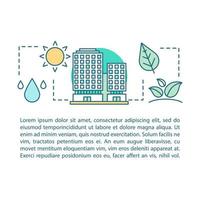 Green building concept linear illustration. Eco-friendly environment. Article, brochure, magazine page layout with text boxes. Green construction. Print design. Vector isolated outline drawing