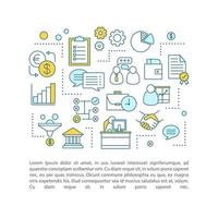 Financial management concept linear illustration. Business development. Sales growth. Article, brochure, magazine page layout. Thin line icons with text boxes. Print design. Vector isolated drawing