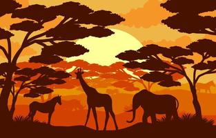 Sunset Wildlife Forest Concept vector