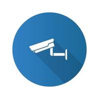 Surveillance camera flat design long shadow glyph icon. Security system. Cctv. Vector silhouette illustration