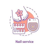 Nail service concept icon. Pedicure idea thin line illustration. Beauty salon. Vector isolated outline drawing