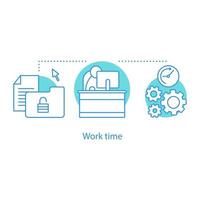 Working time concept icon. Programming idea thin line illustration. IT technology. Office worker. Vector isolated outline drawing