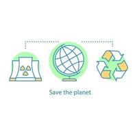 Planet saving concept icon. Environmental pollution idea thin line illustration. Waste contamination. Environment protection. Vector isolated outline drawing