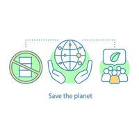 Planet saving concept icon. Environmental movement idea thin line illustration. Pollution prevention. Environment protection. Vector isolated outline drawing