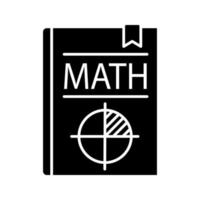 Math textbook glyph icon. Mathematics book. Geometry. Silhouette symbol. Negative space. Vector isolated illustration