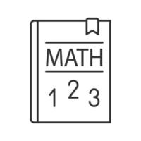 Math textbook linear icon. Mathematics book. Thin line illustration. Elementary math. Contour symbol. Vector isolated outline drawing