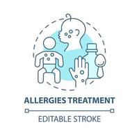 Allergies treatment blue concept icon. Allergy reaction relief abstract idea thin line illustration. Take medication. Doctor checkup. Vector isolated outline color drawing. Editable stroke