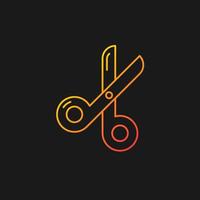 Scissors gradient vector icon for dark theme. Paper cutting tool. Office shearing equipment. Stationery for school. Thin line color symbol. Modern style pictogram. Vector isolated outline drawing