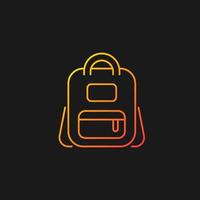 Schoolbag gradient vector icon for dark theme. Bag for carrying books and stationery items. Backpack for school. Thin line color symbol. Modern style pictogram. Vector isolated outline drawing