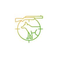 Small game hunting gradient linear vector icon. Pursue smaller side animals. Capture land fowls. Shooting birds. Thin line color symbol. Modern style pictogram. Vector isolated outline drawing