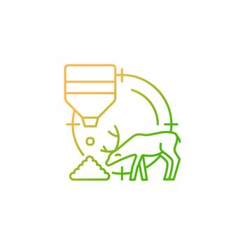 Bait hunting gradient linear vector icon. Expose feed and stalk waterfowl and mammals. Capture prey. Thin line color symbol. Modern style pictogram. Vector isolated outline drawing