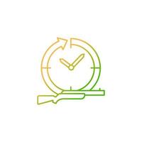 Hunting year-round gradient linear vector icon. Pursue and capture prey. Wildlife animals killing. Hunting season. Thin line color symbol. Modern style pictogram. Vector isolated outline drawing