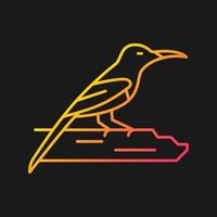 Crimson sunbird gradient vector icon for dark theme. Tropical asian bird. Singapore national symbol. Resident breeder. Thin line color symbol. Modern style pictogram. Vector isolated outline drawing