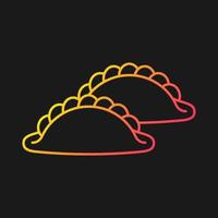 Curry puff gradient vector icon for dark theme. Street food snack with curried fillings. Singaporean cuisine. Thin line color symbol. Modern style pictogram. Vector isolated outline drawing