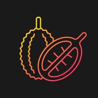 Durian gradient vector icon for dark theme. Bittersweet fruit in Singapore. Fruit with strong fragrance. Mao Shan Wang. Thin line color symbol. Modern style pictogram. Vector isolated outline drawing