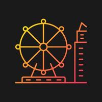 Singapore flyer gradient vector icon for dark theme. Large observation wheel. Amusement ride. Theme park. Ferris wheel. Thin line color symbol. Modern style pictogram. Vector isolated outline drawing