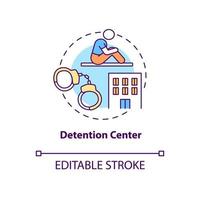 Detention center concept icon. Illegal immigration. Temporary arrest. Person trapped in prison. Deportation abstract idea thin line illustration. Vector isolated outline color drawing. Editable stroke
