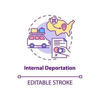 Internal deportation concept icon. Moving to different country state. Denied entry. Deportation abstract idea thin line illustration. Vector isolated outline color drawing. Editable stroke