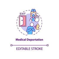 Medical deportation concept icon. Forced resettlement from contaminated area. Global pandemic. Deportation abstract idea thin line illustration. Vector isolated outline color drawing. Editable stroke