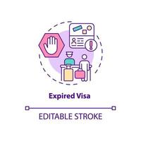 Expired visa concept icon. Denied entry to abroad country. Documentation for migrants. Deportation abstract idea thin line illustration. Vector isolated outline color drawing. Editable stroke