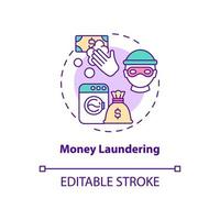 Money laundering concept icon. Illegal financial procedures. Black market deals. Reason for deportation abstract idea thin line illustration. Vector isolated outline color drawing. Editable stroke