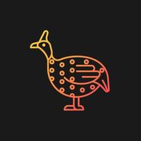 Guinea fowl gradient vector icon for dark theme. Domesticated bird. Commercial poultry farming. Helmeted guineafowl. Thin line color symbol. Modern style pictogram. Vector isolated outline drawing