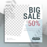 Big sale social media post template. Square banner for branding and promotion of clothing, fashion, automotive, finance, and other business products. Use for other social media banners. vector