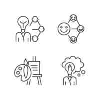 Creative and professional talents linear icons set. Leadership and influence aptitude. Artistic talent. Customizable thin line contour symbols. Isolated vector outline illustrations. Editable stroke