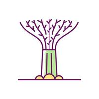 Supertree grove RGB color icon. Tree-like structure. Recognizable Singaporean attraction. Green development. Vertical garden. Giant tree. Isolated vector illustration. Simple filled line drawing