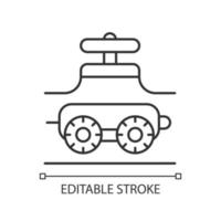 Pipe-inspecting robots linear icon. Robotic crawler. Automatic pipeline inspection. Gas industry. Thin line customizable illustration. Contour symbol. Vector isolated outline drawing. Editable stroke