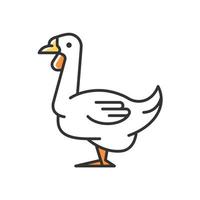 African goose RGB color icon. Waterfowl. Domestic geese. Commercial poultry farming for food. Raising goslings. Brown goose. Isolated vector illustration. Simple filled line drawing