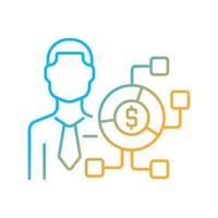 Digital finance expert gradient linear vector icon. Financial field digitalization. Remote services consultant. Thin line color symbol. Modern style pictogram. Vector isolated outline drawing