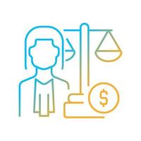 Finance law gradient linear vector icon. Financial services and banking lawyer. Law regulation expert. Thin line color symbol. Modern style pictogram. Vector isolated outline drawing