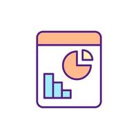 Economy graph RGB color icon. Business chart. Financial data visualization. Economic analysis and statistics. Column chart. Circle diagram. Isolated vector illustration. Simple filled line drawing