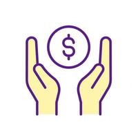 Money management RGB color icon. Personal finance control. Spending habits. Financial literacy. Symbol with abstract meaning. Isolated vector illustration. Simple filled line drawing