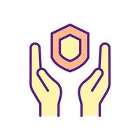 Personal safety RGB color icon. Individual safeness. Possible risk prevention. Self secure and defence. Symbol with abstract meaning. Isolated vector illustration. Simple filled line drawing