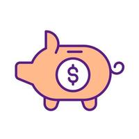 Piggy bank RGB color icon. Saving money. Budget creation and growth. Banking abstract symbol. Credit accumulation. Stockpiling. Isolated vector illustration. Simple filled line drawing