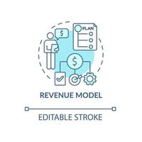 Revenue model blue concept icon. Framework for generating income. Startup structure. Business model abstract idea thin line illustration. Vector isolated outline color drawing. Editable stroke