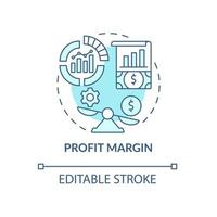 Profit margin blue concept icon. Calculating revenue. Financial gain. Earnings from service. Business model abstract idea thin line illustration. Vector isolated outline color drawing. Editable stroke