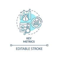 Key metrics blue concept icon. Monitoring business performance. Assessing analytics. Business model abstract idea thin line illustration. Vector isolated outline color drawing. Editable stroke