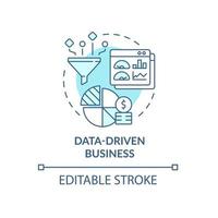 Data driven business blue concept icon. Information as service. Monitoring analytics. Business model abstract idea thin line illustration. Vector isolated outline color drawing. Editable stroke