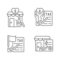 Charity and financial support linear icons set. Grants for disabled persons. Taxation deduction. Customizable thin line contour symbols. Isolated vector outline illustrations. Editable stroke