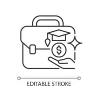 Grants for employee training linear icon. Small business incentives. Workers skills development. Thin line customizable illustration. Contour symbol. Vector isolated outline drawing. Editable stroke