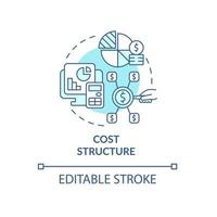 Cost structure blue concept icon. Analysing revenue streams and company expenses. Business model abstract idea thin line illustration. Vector isolated outline color drawing. Editable stroke