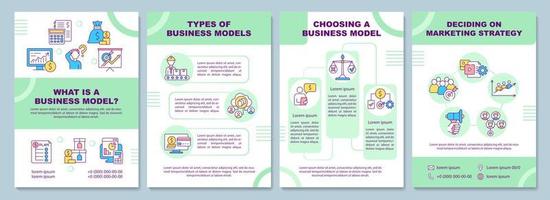 What is business model brochure template. Marketing strategy. Flyer, booklet, leaflet print, cover design with linear icons. Vector layouts for presentation, annual reports, advertisement pages