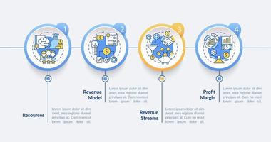 Plantilla de infografía de vector azul de componentes de negocio. elementos de diseño de esquema de presentación empresarial. visualización de datos con 4 pasos. gráfico de información de la línea de tiempo del proceso. diseño de flujo de trabajo con iconos de línea