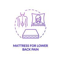 Mattress for lower back pain purple gradient concept icon. Pad type abstract idea thin line illustration. Spinal support for pain relief. Comfortable sleeping. Vector isolated outline color drawing