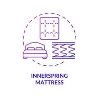 Innerspring mattress purple gradient concept icon. Common matress type abstract idea thin line illustration. Metal springs carcass covered with fabric. Vector isolated outline color drawing