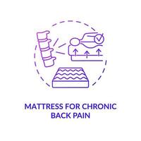 Mattress for chronic back pain purple gradient concept icon. Relieving back ache abstract idea thin line illustration. Upper and lower spine pain prevention. Vector isolated outline color drawing