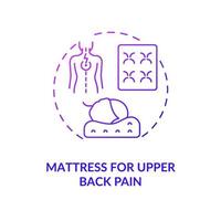 Mattress for upper back pain purple gradient concept icon. Neck ache reducing abstract idea thin line illustration. Orthopedic mattress, pillow. Vector isolated outline color drawing